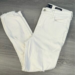 Hollister White Jeans with Brown Patch